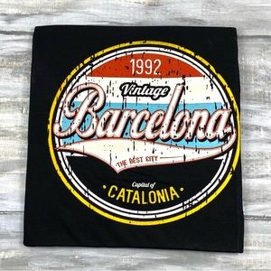 NWT Native T-Shirt Collection Vintage Barcelona 1992 Graphic Tee Black Crewneck